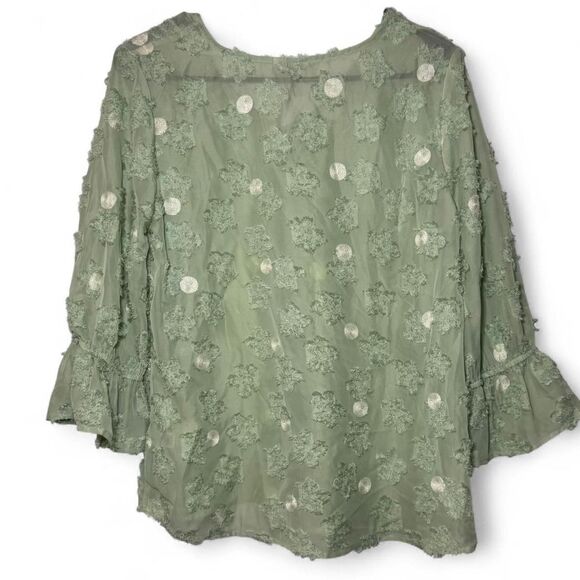 C Est 1946 Small Green Polka Dot Sheer Blouse NWT Preppy - Picture 6 of 7